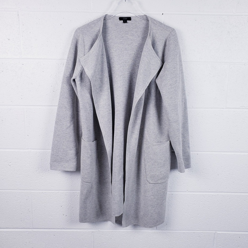 J.Crew Juliette‎ Collarless Sweater-Blazer J6339 Gray Long Length Size Small